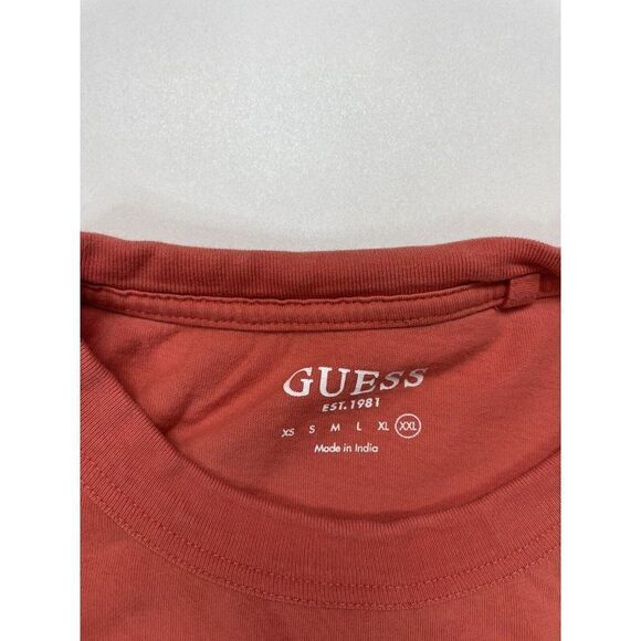 Guess World Famous Rising Sun Graphic T-shirt Men XXL Orange Short Sleeve - Picture 5 of 6